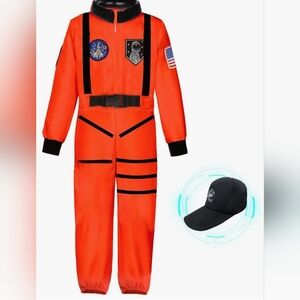 Halloween Space Outfit with Jumpsuit and Cap Included Orange Medium